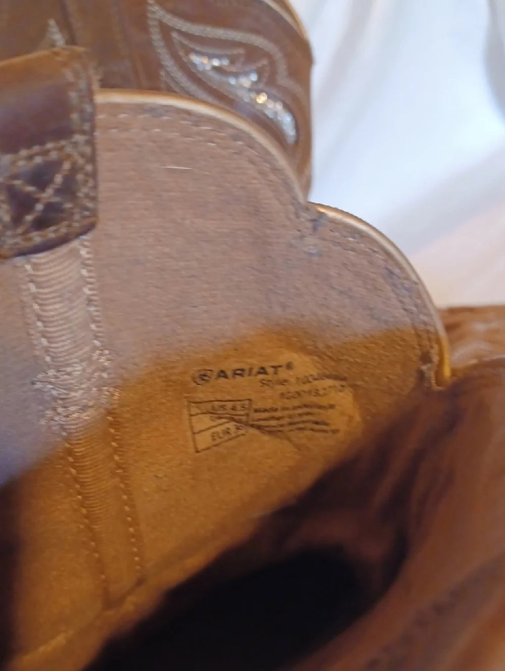 Ariat Brown Suede Western Boots with Embroidered Shaft Big Girl 4.5